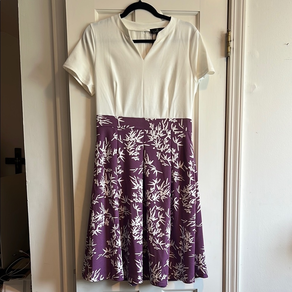 Elegant White and Purple Dress
